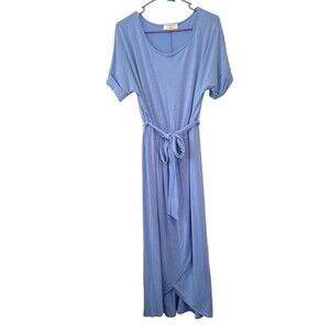 Zenana Blue Tie Front Midi Dress Size Medium